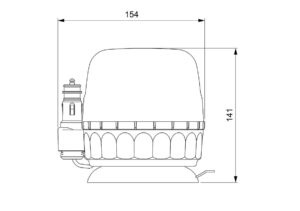 Line drawing GALAXY LED amber vacuum mount straight roll plug 10-30V single flash (D14495)