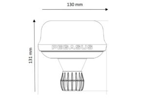 Line drawing PEGASUS amber multi-pattern flash/double flash/rotator pipe mount 10-30V (D14501)