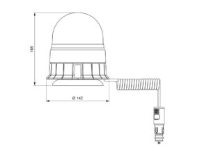 Line drawing VEGA LED amber rotating pattern pipe mount (D14509)