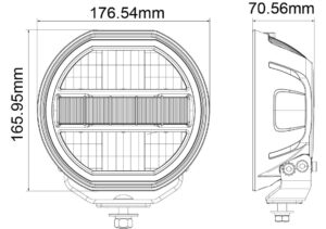 LED AUX 7” Round Driving Light Line Drawing