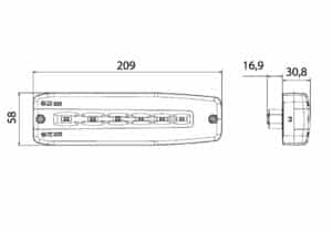 Vignal CTL14 LED Rear Lamp LED Left/Right with Dynamic Indicator 163010 dimensions