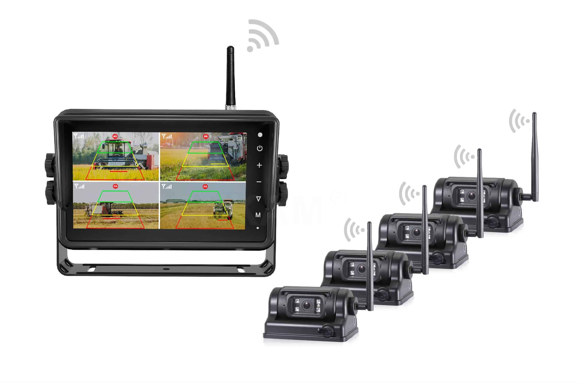 Monitor inalámbrico y pantalla de grabación de video con detección y advertencia inteligente de peatones y vehículos por IA APS de 7 pulgadas