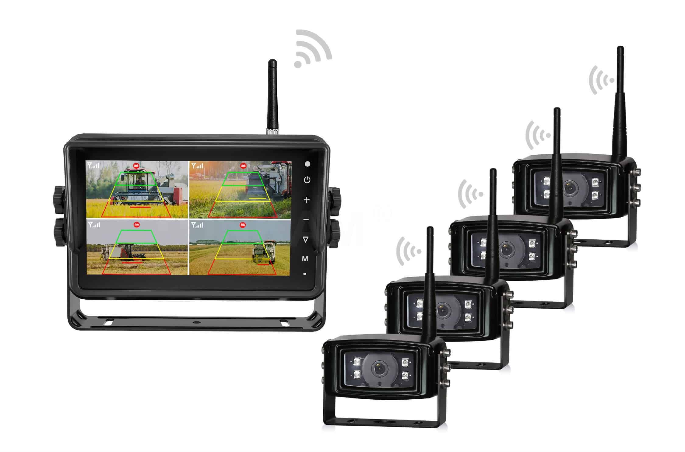 Monitor inalámbrico y pantalla de grabación de video con detección y advertencia inteligente de peatones y vehículos por IA APS de 7 pulgadas